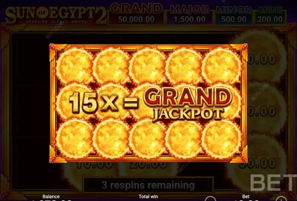 Джекпоты в слоте Sun of Egypt 3